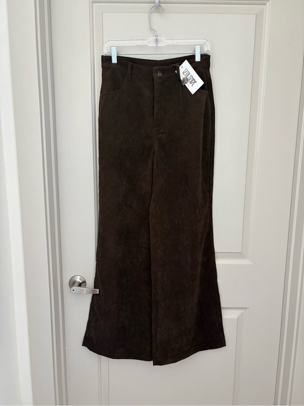 12th Tribe Chocolate Brown Corduroy High-Rise Pants wide leg nwt size m